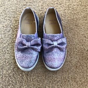 Janie and Jack lavender glitter slip on tennis shoes.